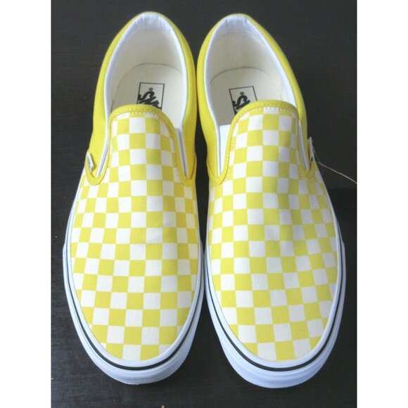 COPY - Vans Men's Classic Slip On Cyber Yellow White Checkerboard Shoes Sizes - Picture 3 of 5